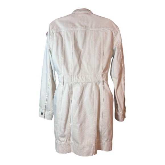 Lauren Ralph Lauren Denim Utility Shirt Dress Cream Women’s Size 6 Long Sleeve - Picture 10 of 13